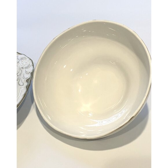 Vintage Dresden By Warwick Round Porcelain Floral Butter Dish With Lid & Gold Ha - Picture 7 of 12